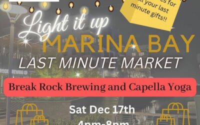 REMINDER: Members @breakrockbrewing and @capellayoga are hosting @white_pine_market_ for a LAST MINUTE HOLIDAY MARKET from 4p-8p today! Talented and local craft vendors will be set up and ready to help you find that perfect last-minute gift!  @filpacino will be performing live at Break Rock from 5p-8p during the market!  Also, from 4p-7p The Harmony Jewels Victorian Carolers will sing some holiday favorites along the boardwalk and inside businesses!  Many of our members are still running great deals on gift cards as well! Get down to Marina Bay to support local!