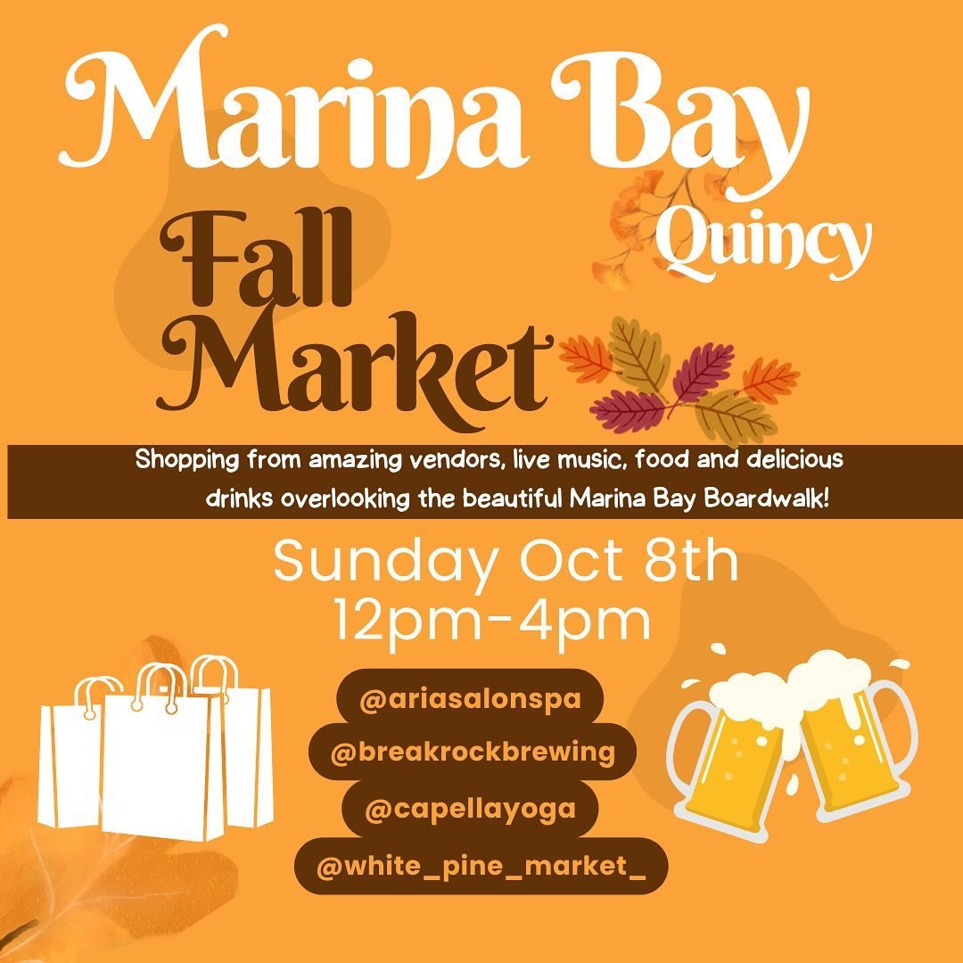 Busy weekend in Marina Bay! This Sunday our members have planned two fantastic events that make for a perfect fall day with friends!MARINA BAY FALL MARKET
Sunday 12p-4pSwing by @breakrockbrewing @ariasalonspa and @capellayoga this Sunday to sip on some beer, wine, seltzer, or cider while you shop and support scores of local vendors and craft artisans hosted by @white_pine_market_DENISE HAJJAR FALL FASHION SHOW
Sunday 2p-4pGrab your besties and join Denise and Co for a fashion show featuring a curated selection of fall & winter wear! Link in bio for information and tickets!Hit the market, then hit the show. Grab a bite on the boardwalk. Your day is set!
